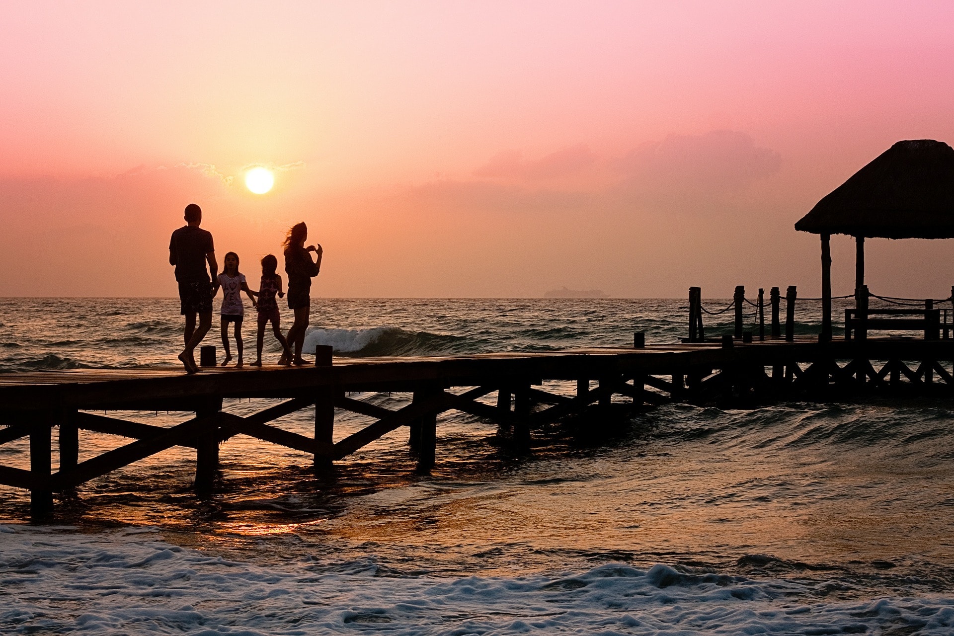 famille soleil sunset ponton mer